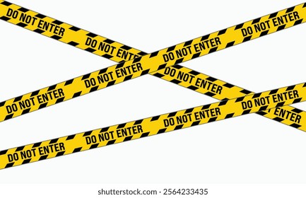 Do Not Enter caution tape with bold black diagonal stripes, designed for safety alerts, warning signs, and restricted zones. Perfect for vector designs, safety posters, and construction barriers.