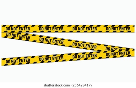 Do Not Enter caution tape with bold chevron patterns, designed for warning signs, danger zones, and restricted areas. Ideal for security barriers, emergency scenes, or hazard awareness in vector.