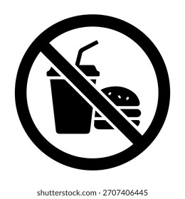 No ingrese con el ícono del Vector de la señal de la comida en un fondo blanco
Icono de signo de advertencia de Vector