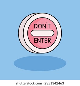 Do Not Enter Free vector cartoon icon illustration.Warning Signs and Texts icon concept isolated . flat cartoon style