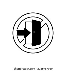 Do Not Enter Linear Icon. Forbidden Way, Restricted Path Through Door. Not Go To Doorway. Plan And Instruction For Escape. Fire Safety. Contour Symbol. Vector Isolated Outline Drawing. Editable Stroke