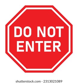 do not enter octagonal hand sign with text