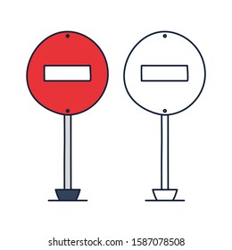 Do not enter Prohibiting road sign. Vector icon in doodle cartoon style with outline