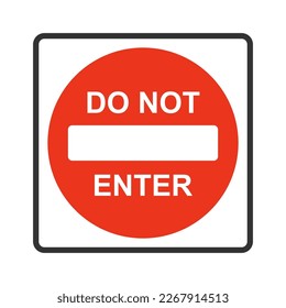 Betreten Sie kein Straßenschild auf weißem Hintergrund. Verbotenes Eintrittssymbol. Verkehr, Vorsicht, Ziegelstein, Beatmung. Flat und farbiger Stil. Flaches Design. 