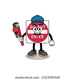no entrar en la caricatura de la ilustración de la pista como plomero , diseño de caracteres
