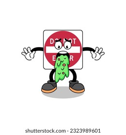 no entres en la caricatura de mascota de señas de carretera vómitos , diseño de personaje