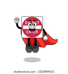 no entrar en caricatura de signos de tráfico con superhéroe volador , diseño de caracteres