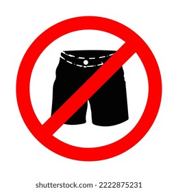 do not enter in shorts with a red forbidding sign and a flat vector icon