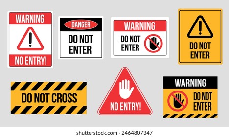 Do not enter sign label set isolated on white background. Vector stock