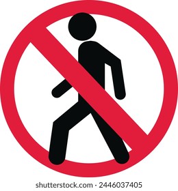 do not enter sign and No pedestrians sign flat icon vector