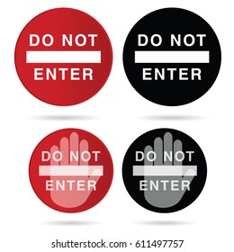 do not enter sign in red and black color set illustration