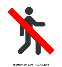 DO NOT ENTER sign. Strikethrough human silhouette. Vector icon.