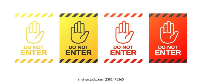 Do not Enter signs. Flat, color, warning icons, do not Enter. Vector icon