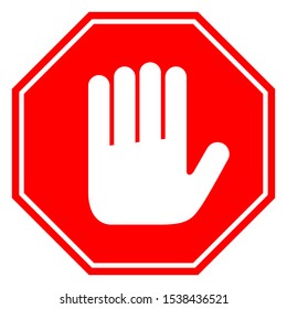 Do Not Enter Stop Red Octagonal Hand Sign Vector Illustration