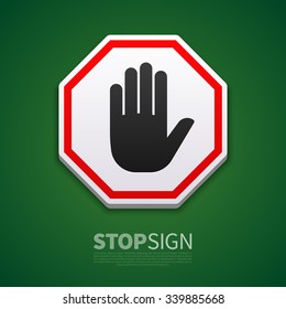 Do not enter stop sign with hand on green background