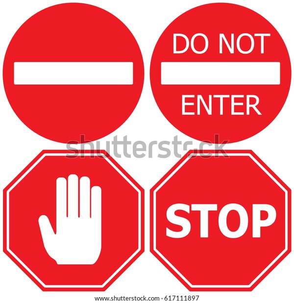 do not enter stop signs set stock vector royalty free 617111897