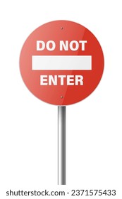 Do Not Enter. Vector Red and White Round Prohibition Sign Icon. Stop Traffic Sign Frame Closeup Isolated on a White Background. Traffic Road Plate, Sign Design Template, Front View