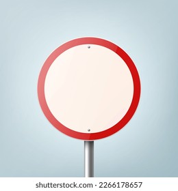 Do Not Enter. Vector White and Red Round Glossy Prohibition Stop Sign - Warning, Danger Sign Frame Icon Closeup. Dangerous Plate Design Template of Road Sign, Front View