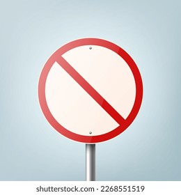 Do Not Enter. Vector White and Red Round Glossy Prohibition Stop Sign - Warning, Danger Sign Frame Icon Closeup. Dangerous Plate Design Template of Road Sign, Front View