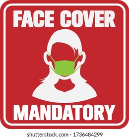 do not enter without face cover sign, face masks mandatory vector illustration