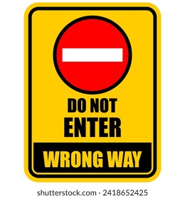 Do Not Enter, wrong way, sticker vector