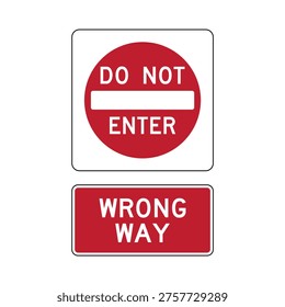 Do not enter and wrong way road signs on pile