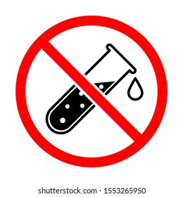 Do not experiment with fluids icon design. no test tube icon in flat style design. Vector illustration.