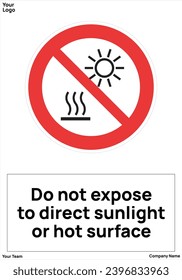 Do not expose to direct sunlight or hot surface signs symbols standard iso 7010