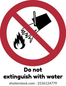 Do not extinguish with water ISO 7010