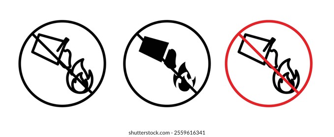 Do not extinguish with water sign vector set