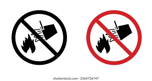 Do not extinguish with water sign vectors in flat syle