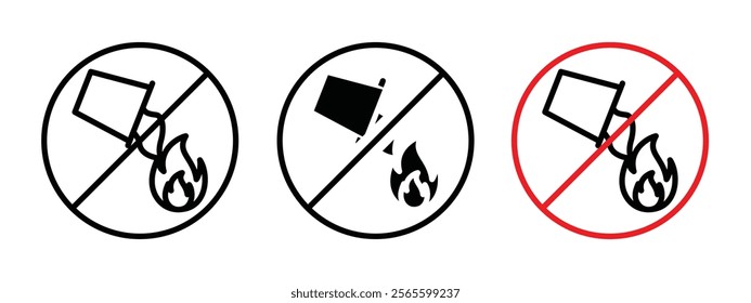 Do not extinguish with water sign vector in black and red colors