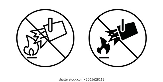 Do not extinguish with water sign vector in black and red colors