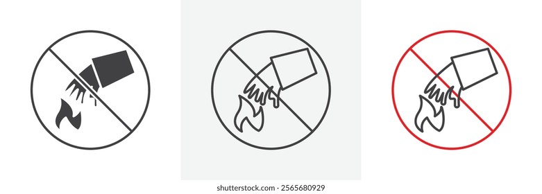 Do not extinguish with water sign vector in black and colored versions