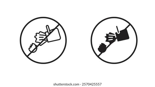 Do not extinguish with water sign vectors set in black. line and flat versions