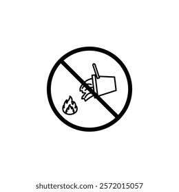 Do not extinguish with water sign vector in black colors