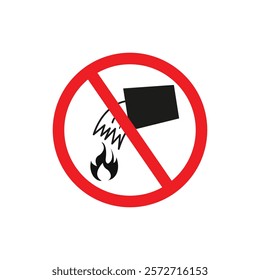 Do not extinguish with water sign flat line symbol set.