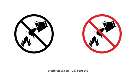 Do not extinguish with water sign vector pack for web designs