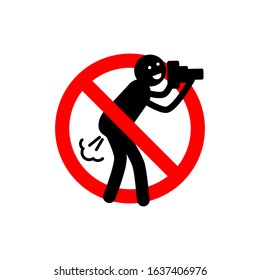 do not fart when take a picture sign. Do not fart red sign