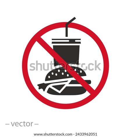 do not fast food icon, forbidden eat, stop unhealthy nutrition, flat symbol on white background - vector illustration