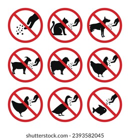 Do not feed the animals icon sign symbol set