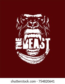 do not feed the beast, vector illustration, angry gorilla, suitable for work out a gym shirt