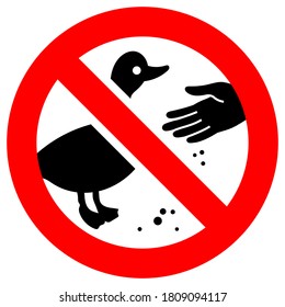 Do not feed birds forbidden sign, modern round sticker, vector illustration