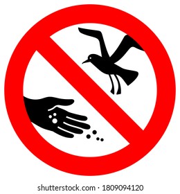 Do not feed birds forbidden sign, modern round sticker, vector illustration