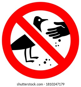 Do not feed birds forbidden sign, modern round sticker, vector illustration