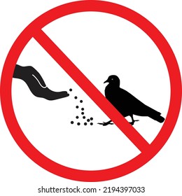 do not feed birds forbidden sign. stop do not feed the animals beware. flat style.
