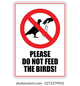 do not feed the birds pigeon sign with warning text and white background