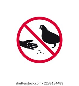 Do not feed birds prohibited sign, forbidden modern round sticker, vector illustration.