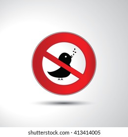 Do not feed the birds prohibition sign icon illustration