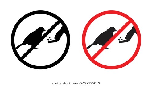 Do Not Feed Birds Sign Vector Illustration Set. Feathered Friends Diet Sign suitable for apps and websites UI design style.